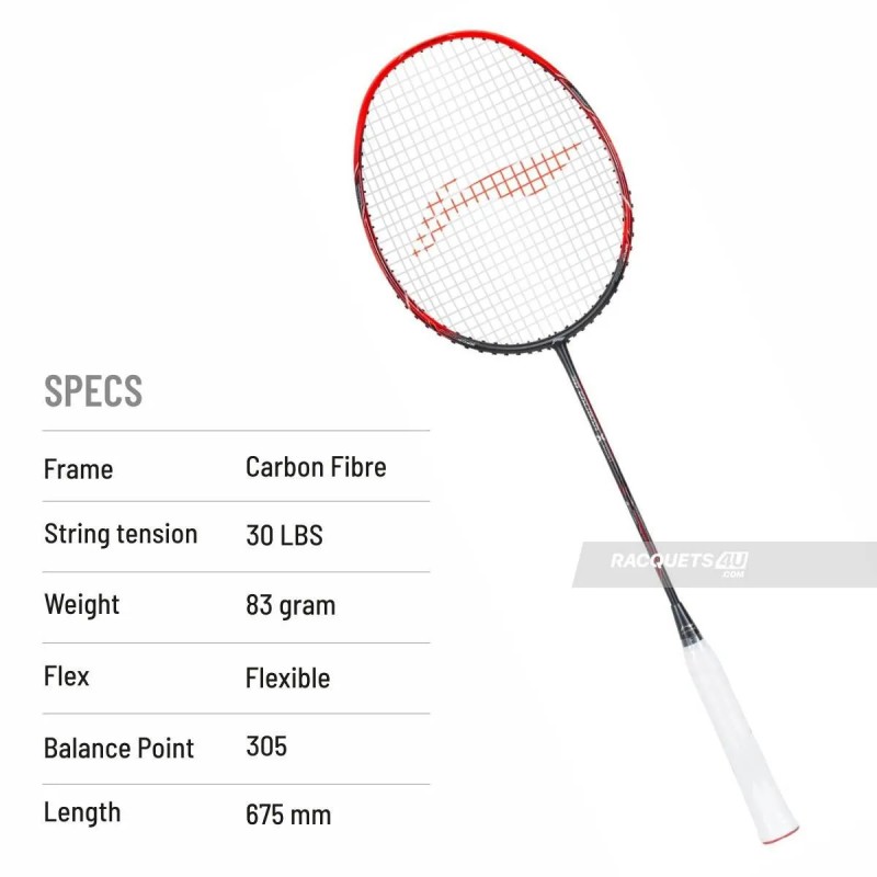LI-NING 3D Calibar X Boost Badminton Racquet (D.Grey/Red, Unstrung)