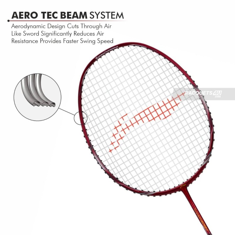 LI-NING Turbo Charging Z Combat Badminton Racquet (G6, Unstrung, Red/Black)