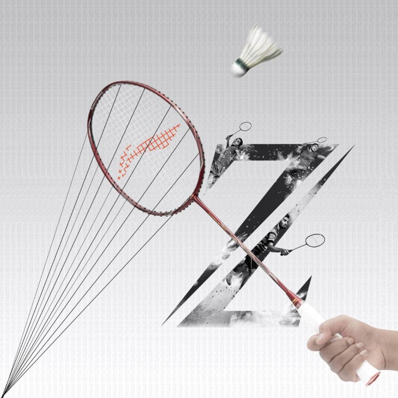 LI-NING Turbo Charging Z Combat Badminton Racquet (G6, Unstrung, Red/Black)
