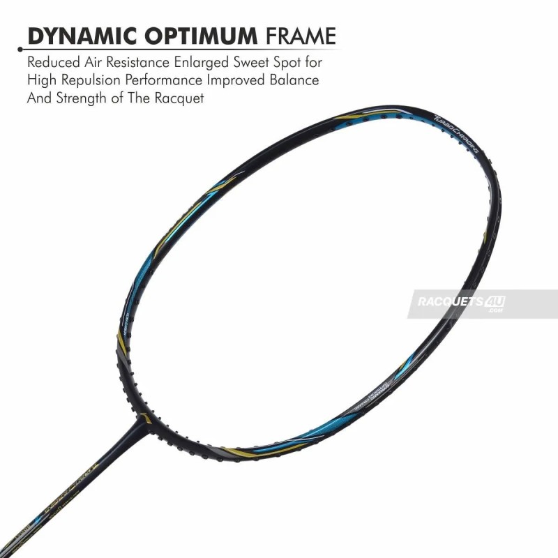 LI-NING Turbo Charging Z Boost Badminton Racquet (Unstrung, Black/Blue/Gold)