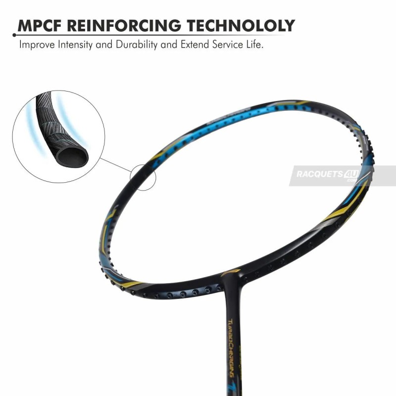 LI-NING Turbo Charging Z Boost Badminton Racquet (Unstrung, Black/Blue/Gold)
