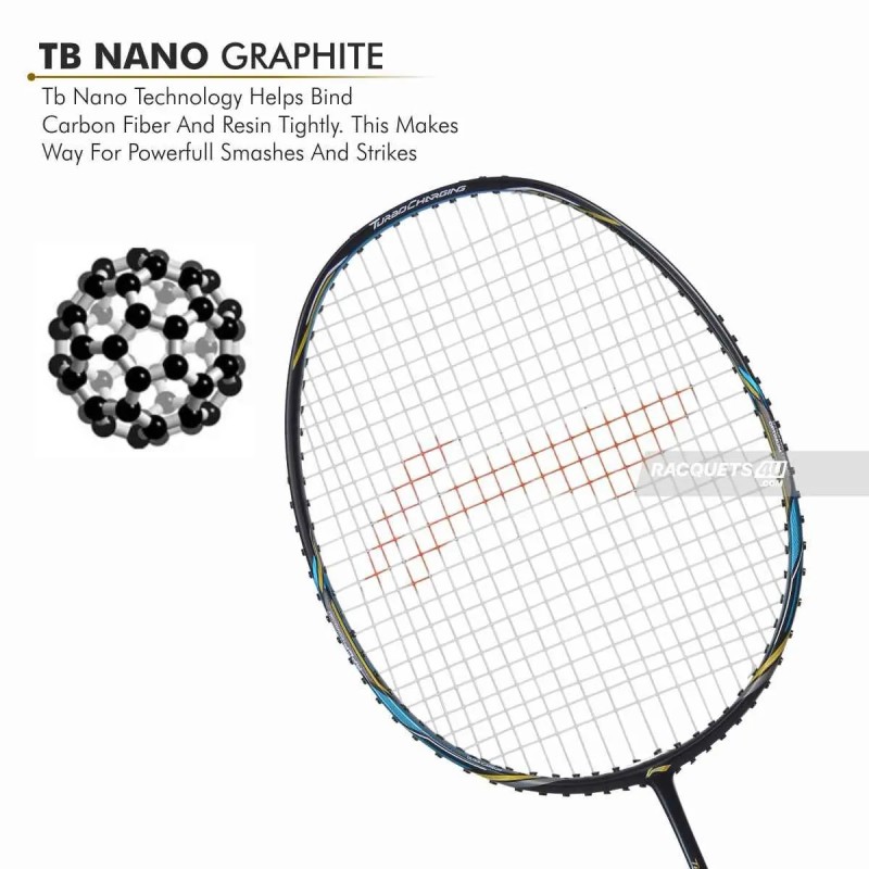 LI-NING Turbo Charging Z Boost Badminton Racquet (Unstrung, Black/Blue/Gold)