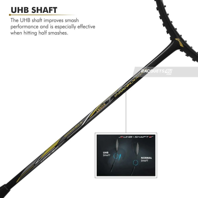LI-NING Turbo Charging Z Boost Badminton Racquet (Unstrung, Black/Blue/Gold)