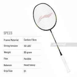 LI-NING 3D Calibar X Combat Badminton Racquet (Black/Lime, Unstrung)