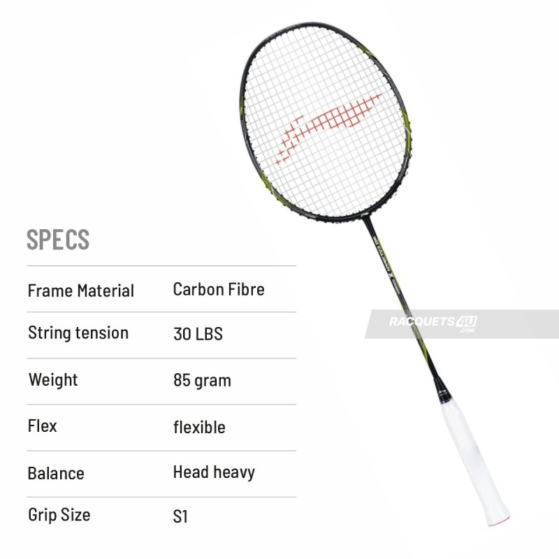 LI-NING 3D Calibar X Combat Badminton Racquet (Black/Lime, Unstrung)