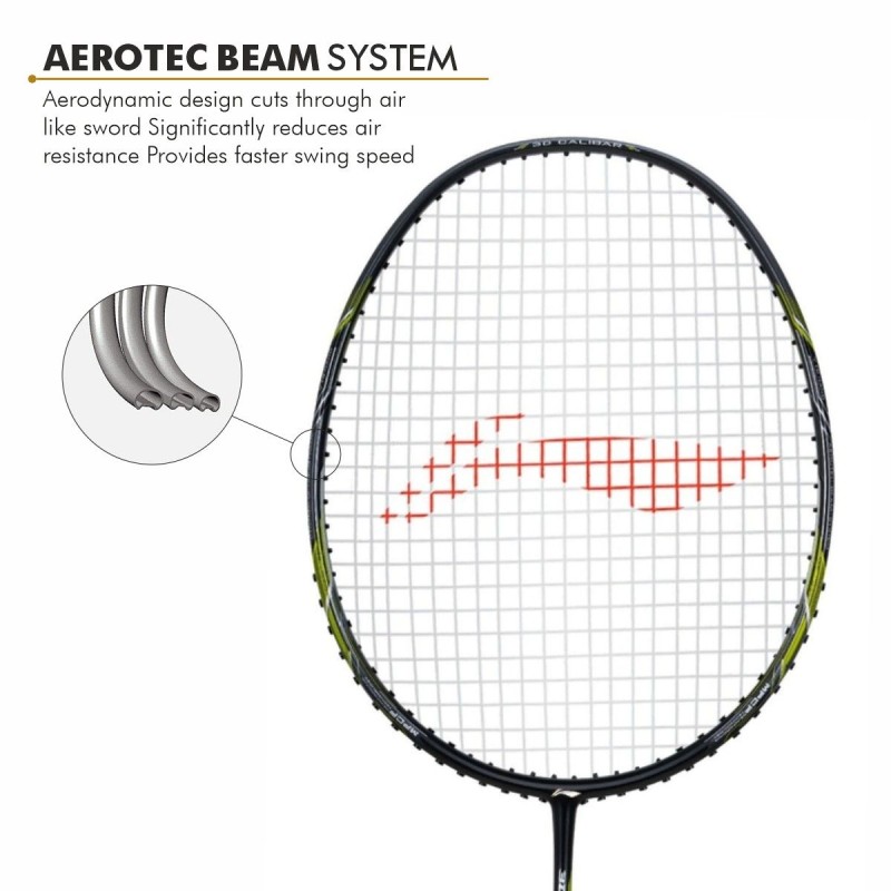 LI-NING 3D Calibar X Combat Badminton Racquet (Black/Lime, Unstrung)