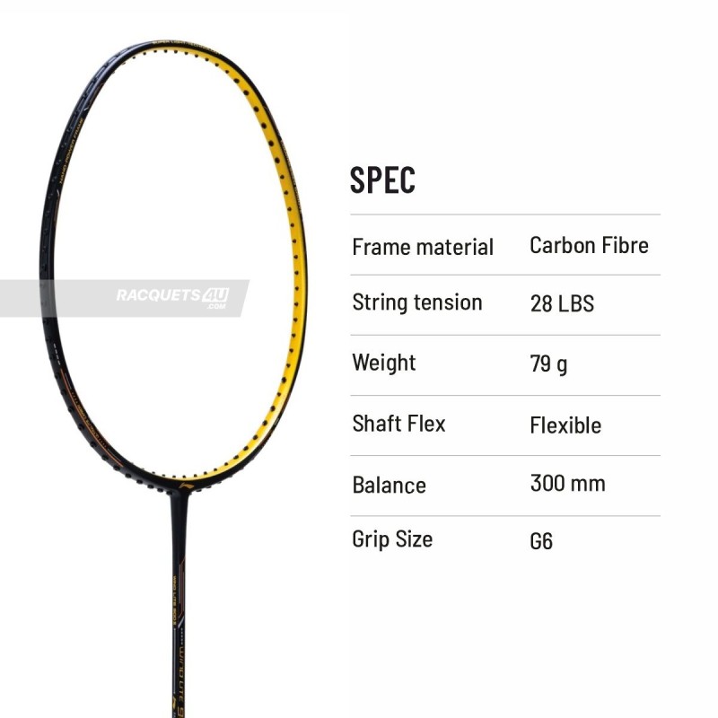LI-NING Wind Lite 900 II Badminton Racquet (Black/Gold, Unstrung)