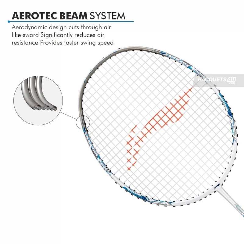 LI-NING Air-Force 77 G3 Badminton Racquet (White/Silver/Blue, Unstrung)