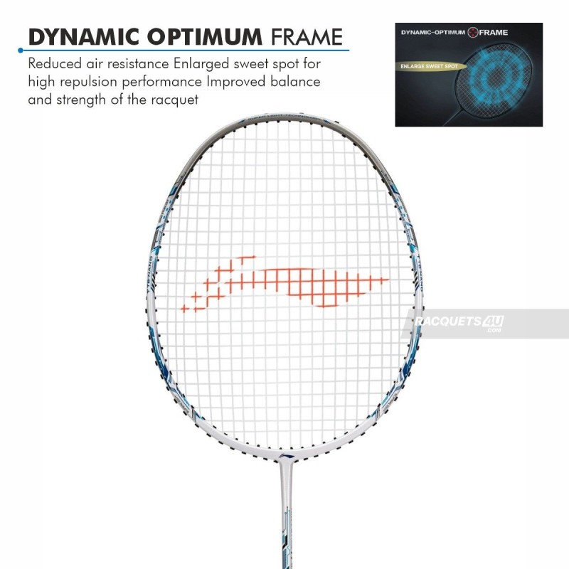 LI-NING Air-Force 77 G3 Badminton Racquet (White/Silver/Blue, Unstrung)