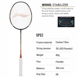 LI-NING Air-Force 80 G3 Badminton Racquet (Dark Grey/Amber/Gold, Unstrung)