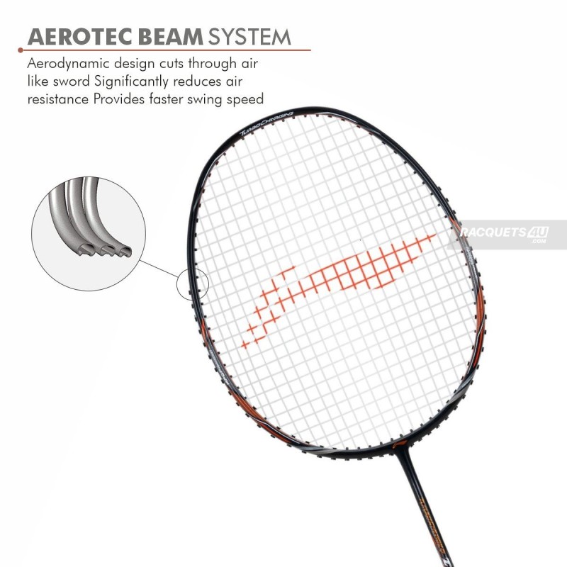 LI-NING Turbo Charging Z Combat Badminton Racquet (Unstrung, Black/Cooper)