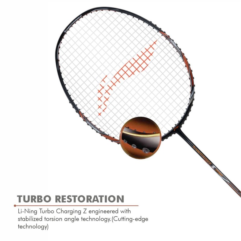 LI-NING Turbo Charging Z Combat Badminton Racquet (Unstrung, Black/Cooper)