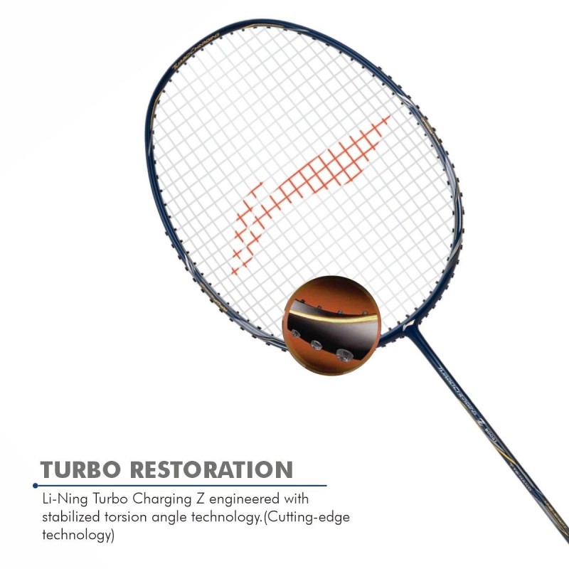 LI-NING Turbo Charging Z Boost Badminton Racquet (Navy/Silver, Unstrung)