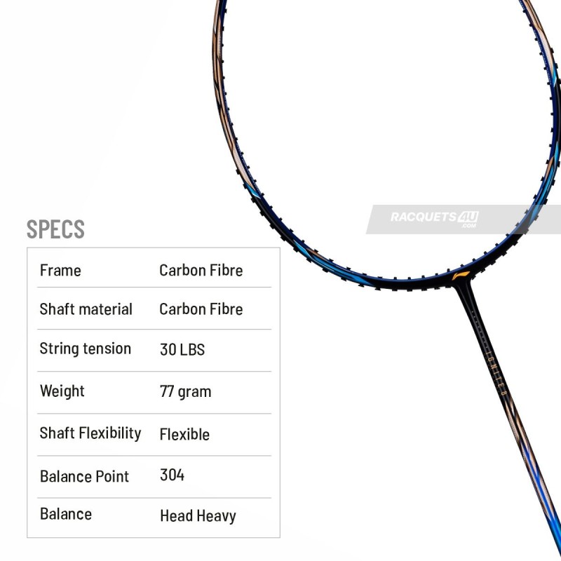 LI-NING Ignite 8 Badminton Racquet (Black/Blue/Old Gold, Unstrung)