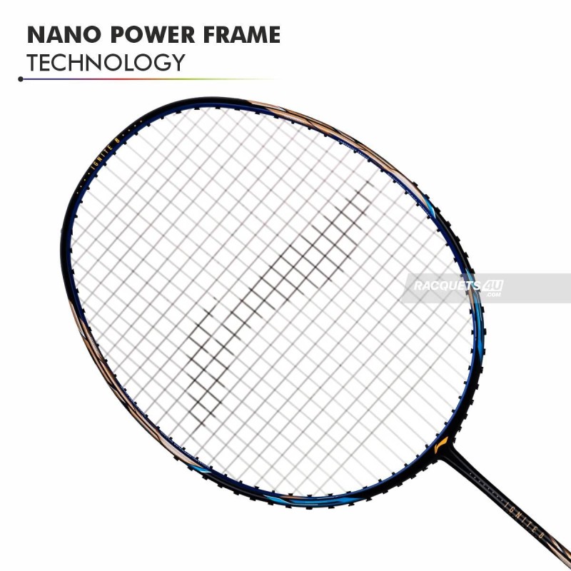 LI-NING Ignite 8 Badminton Racquet (Black/Blue/Old Gold, Unstrung)