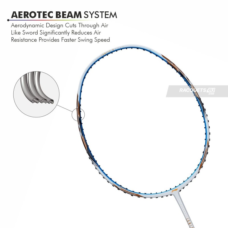 LI-NING Ignite 8 Badminton Racquet (Pearl White/Blue, Unstrung)