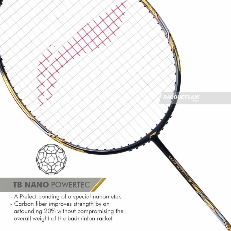 LI-NING Windstorm 72 Badminton Racquet (Black/Gold, Unstrung)