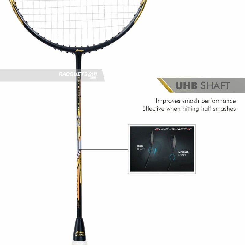 LI-NING Windstorm 72 Badminton Racquet (Black/Gold, Unstrung)