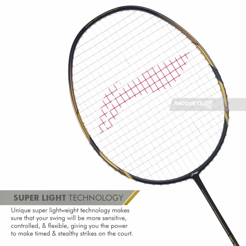 LI-NING Windstorm 78+ Badminton Racquet (Black/Gold, Unstrung)