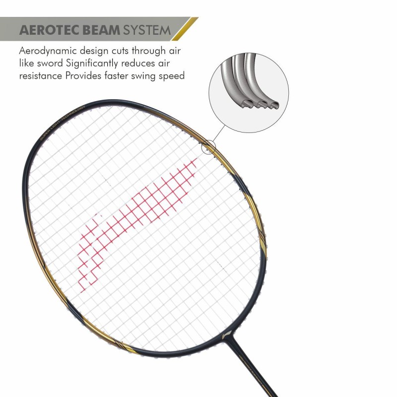 LI-NING Windstorm 78+ Badminton Racquet (Black/Gold, Unstrung)
