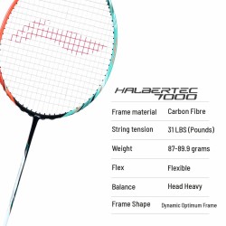 LI-NING Halbertec 7000 Badminton Racquet (Green/Orange, Unstrung)