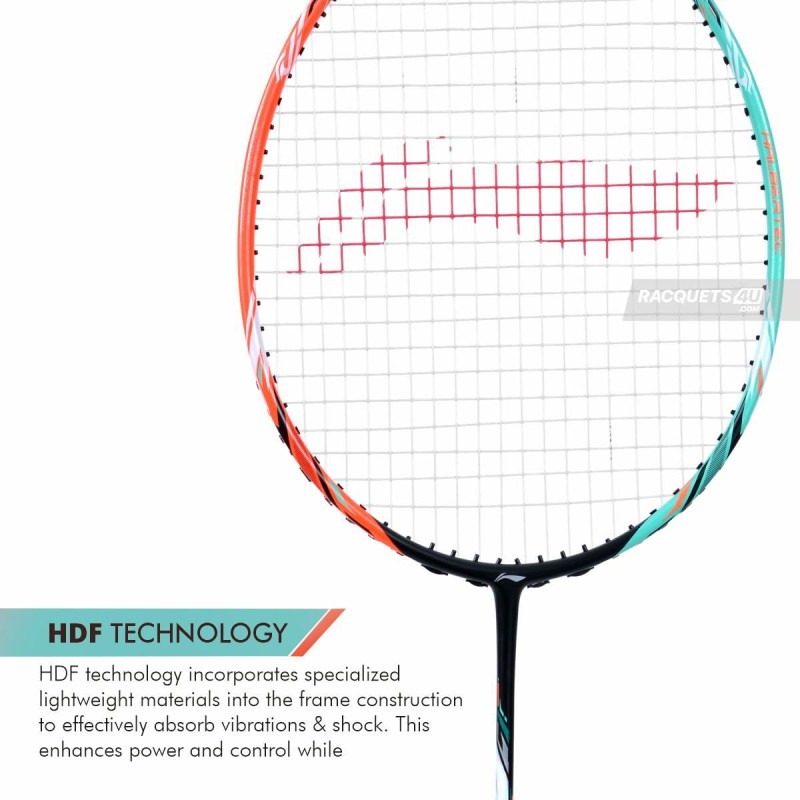 LI-NING Halbertec 7000 Badminton Racquet (Green/Orange, Unstrung)