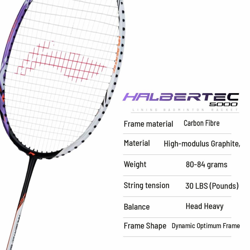 LI-NING Halbertec 5000 Badminton Racquet (White/Purple, Unstrung)