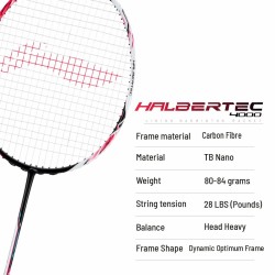 LI-NING Halbertec 4000 Badminton Racquet (Pearl White/Neon Pink, Unstrung)