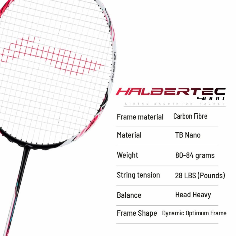 LI-NING Halbertec 4000 Badminton Racquet (Pearl White/Neon Pink, Unstrung)