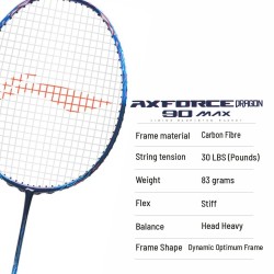 LI-NING AX-FORCE 90 Dragon Max Badminton Racquet (Blue, Unstrung)