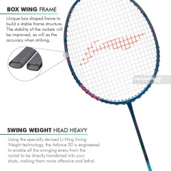 LI-NING AX-FORCE 50 Badminton Racquet (Navy/Blue, Unstrung)