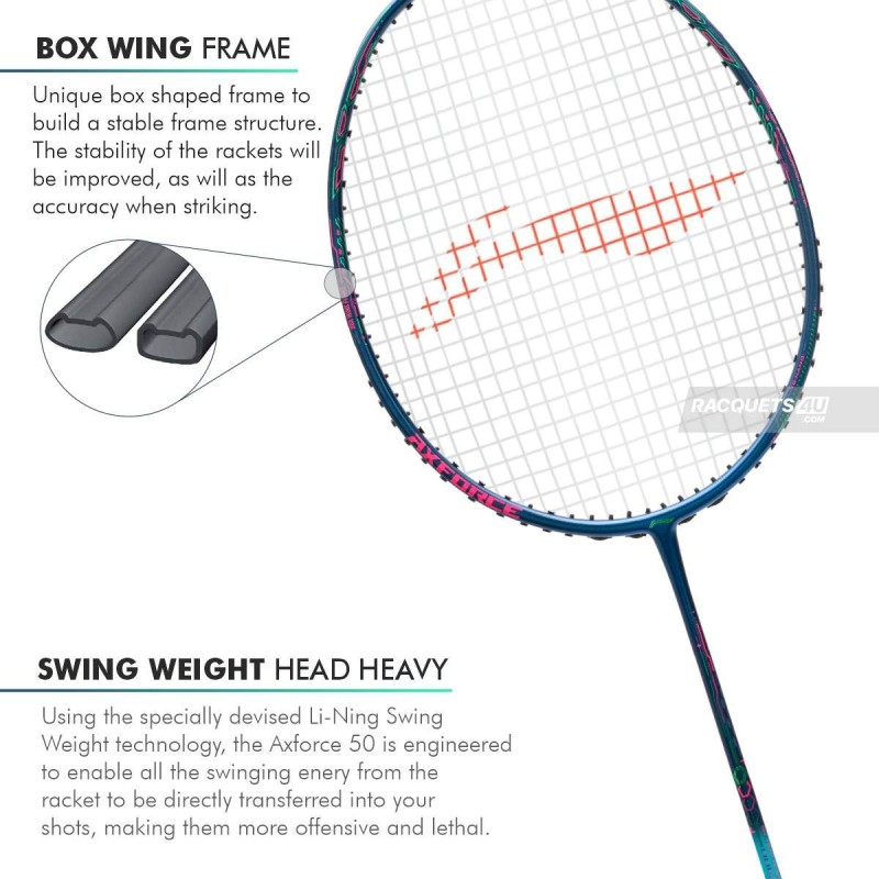 LI-NING AX-FORCE 50 Badminton Racquet (Navy/Blue, Unstrung)