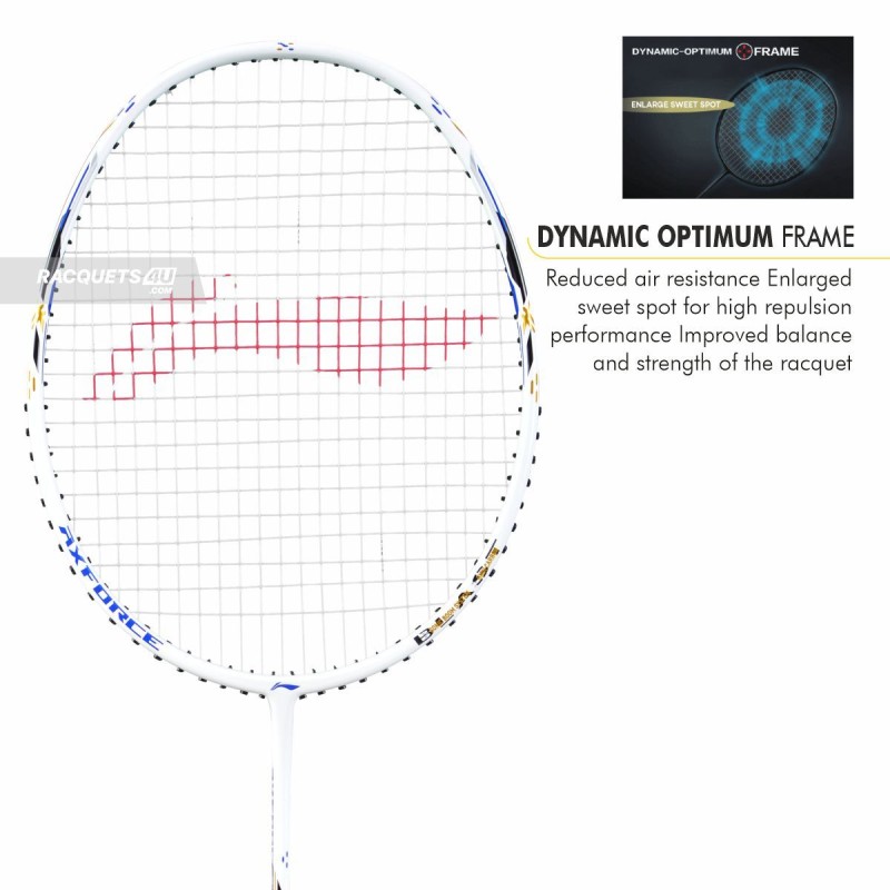 LI-NING AX-FORCE Blast Badminton Racquet (White/Blue Sapphire, Unstrung)