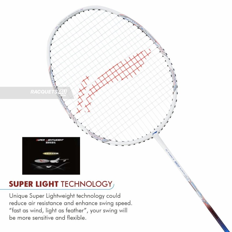 LI-NING G Force 3900 II Superlite Badminton Racquet (White, Unstrung)