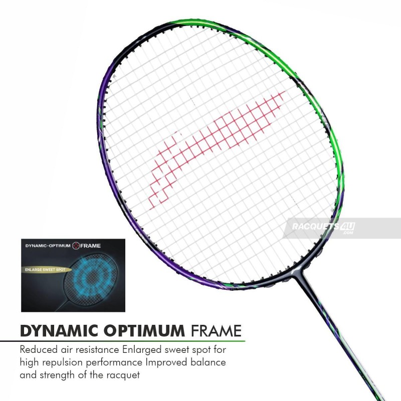 LI-NING Halbertec 9000 Badminton Racquet (Green/Purple, Unstrung)
