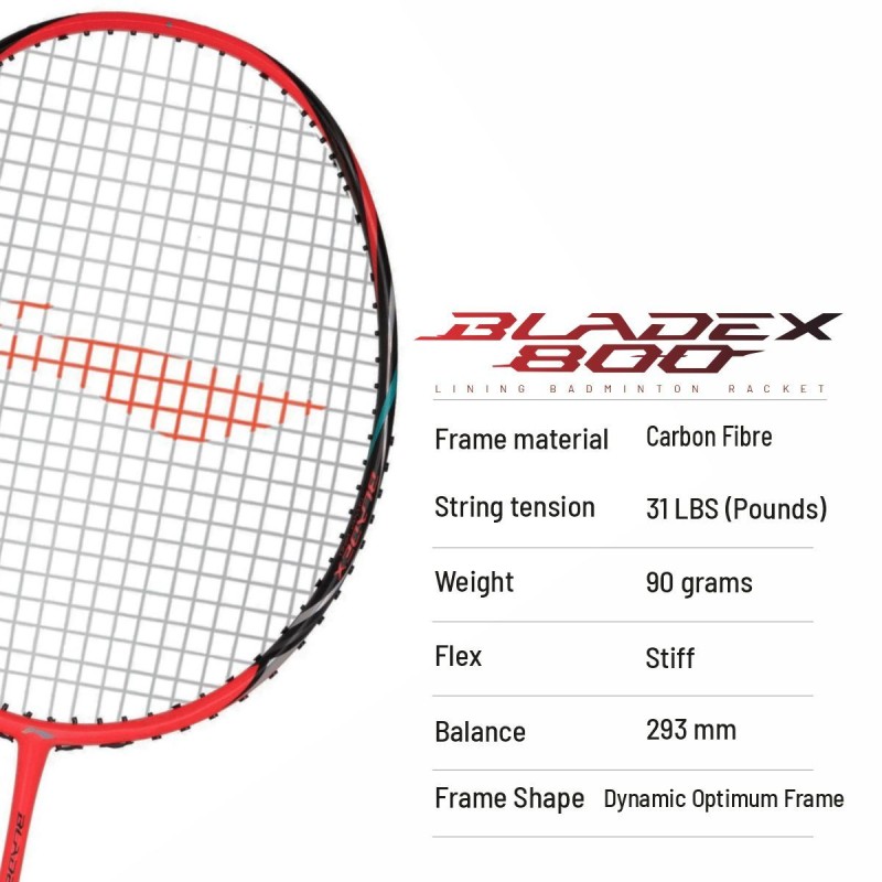 LI-NING Bladex 800 Badminton Racquet (Red/Black, Unstrung)