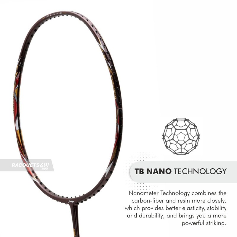 LI-NING Blaze 100 Badminton Racquet (Merlot/Gold/Red, Unstrung)