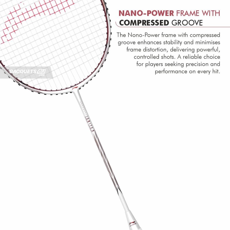 LI-NING Ignite 8 Badminton Racquet (Pearl White/Fire Red, Unstrung)