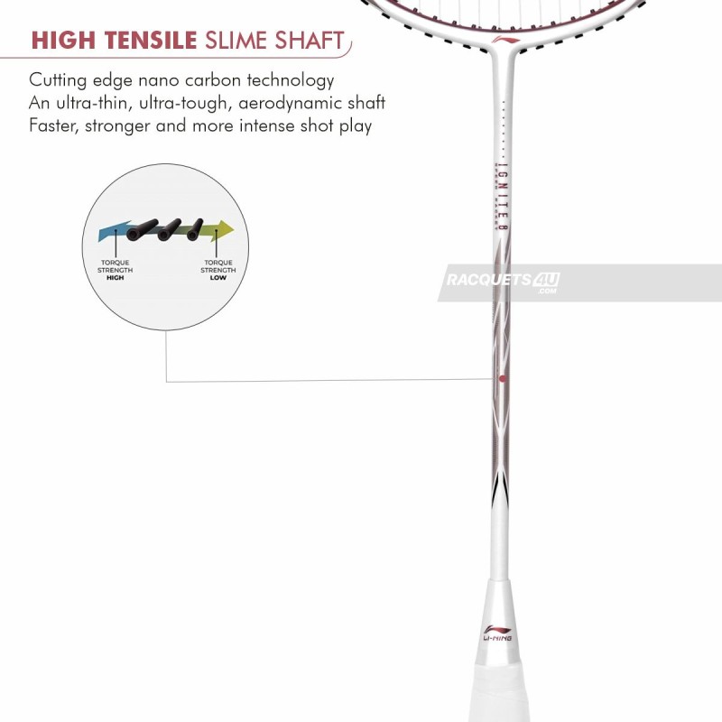 LI-NING Ignite 8 Badminton Racquet (Pearl White/Fire Red, Unstrung)