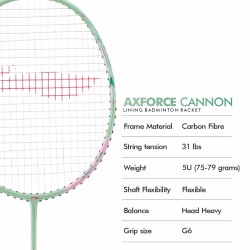 LI-NING AX-FORCE Cannon Badminton Racquet (L. Gauze Green, Unstrung)