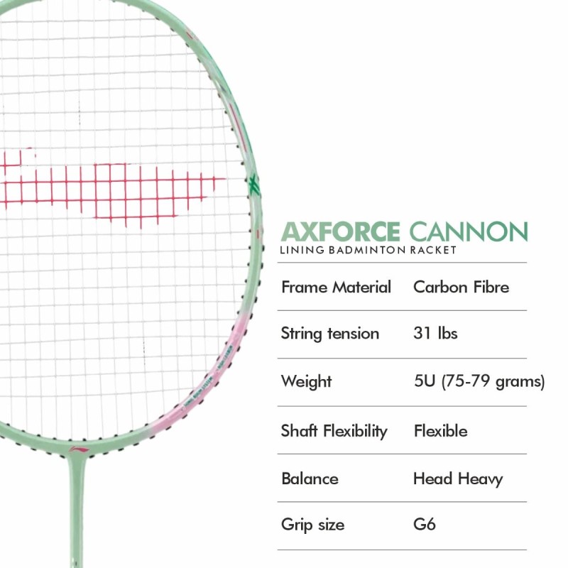 LI-NING AX-FORCE Cannon Badminton Racquet (L. Gauze Green, Unstrung)