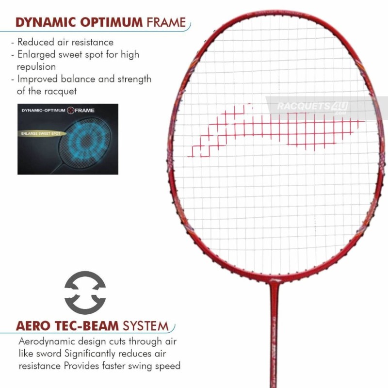LI-NING G Force 3900 II Superlite Badminton Racquet (Red/Navy, Unstrung)