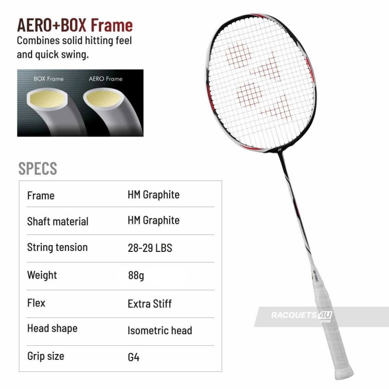 YONEX Duora Z Strike  Badminton Racquet (Black/White, Unstrung)