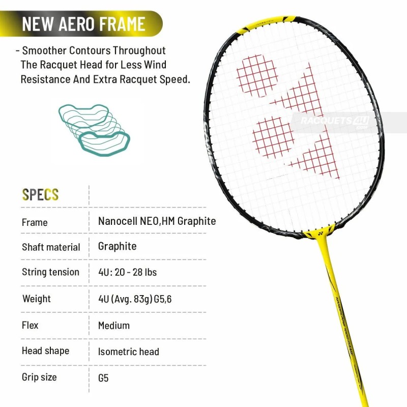 YONEX Nanoflare 1000 Game Badminton Racquet (Lightning Yellow, Strung)