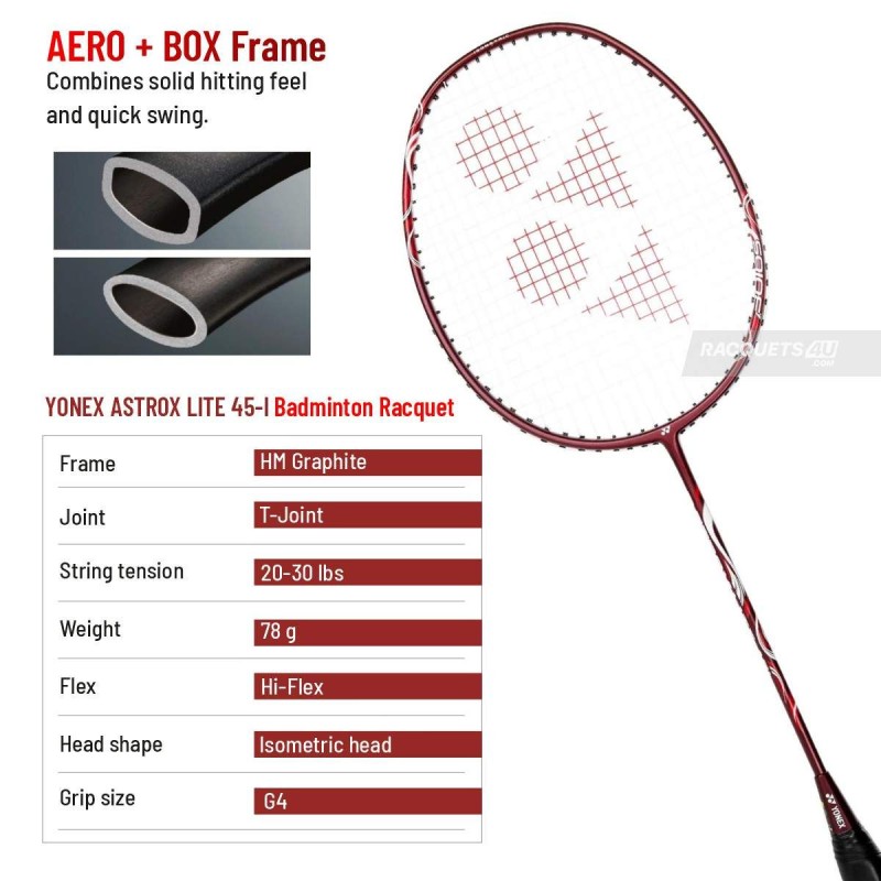 YONEX Astrox Lite 45I Badminton Racquet (Strung, Kurenai)