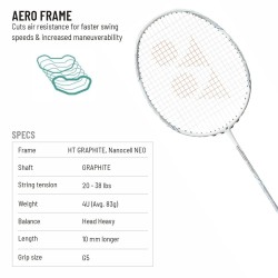YONEX Nanoflare Nextage Badminton Racquet (Strung, White/Grey)