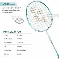 YONEX Nanoflare 001 Feel Badminton Racquet (Strung, White/Mint)