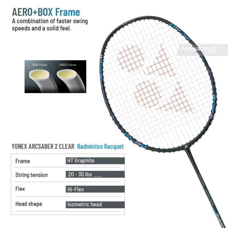 YONEX Arcsaber 2 Clear Badminton Racquet (Strung, Black/Blue)