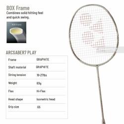 YONEX Arcsaber 7 Play Badminton Racquet (Light Beige, Strung)