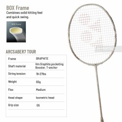 YONEX Arcsaber 7 Tour Badminton Racquet (Light Beige, Unstrung)